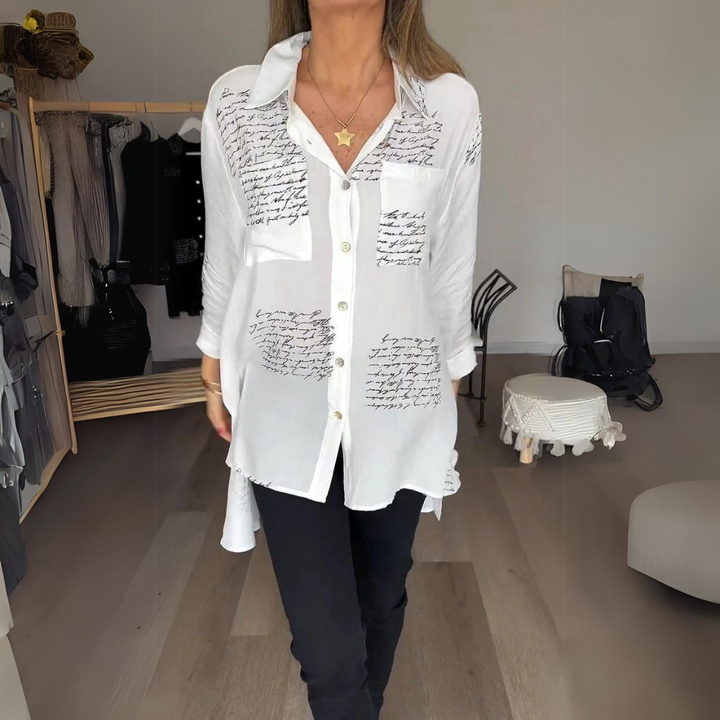 Iza | Script Button-Up Shirt