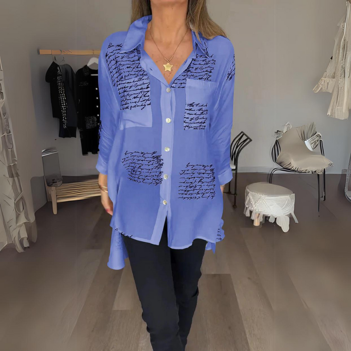 Iza | Script Button-Up Shirt