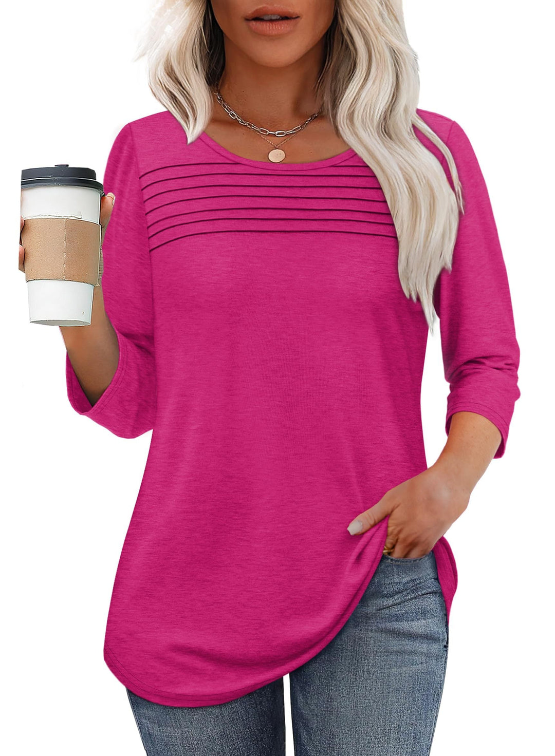 Ivanna | Pleated 3/4 Sleeve Top