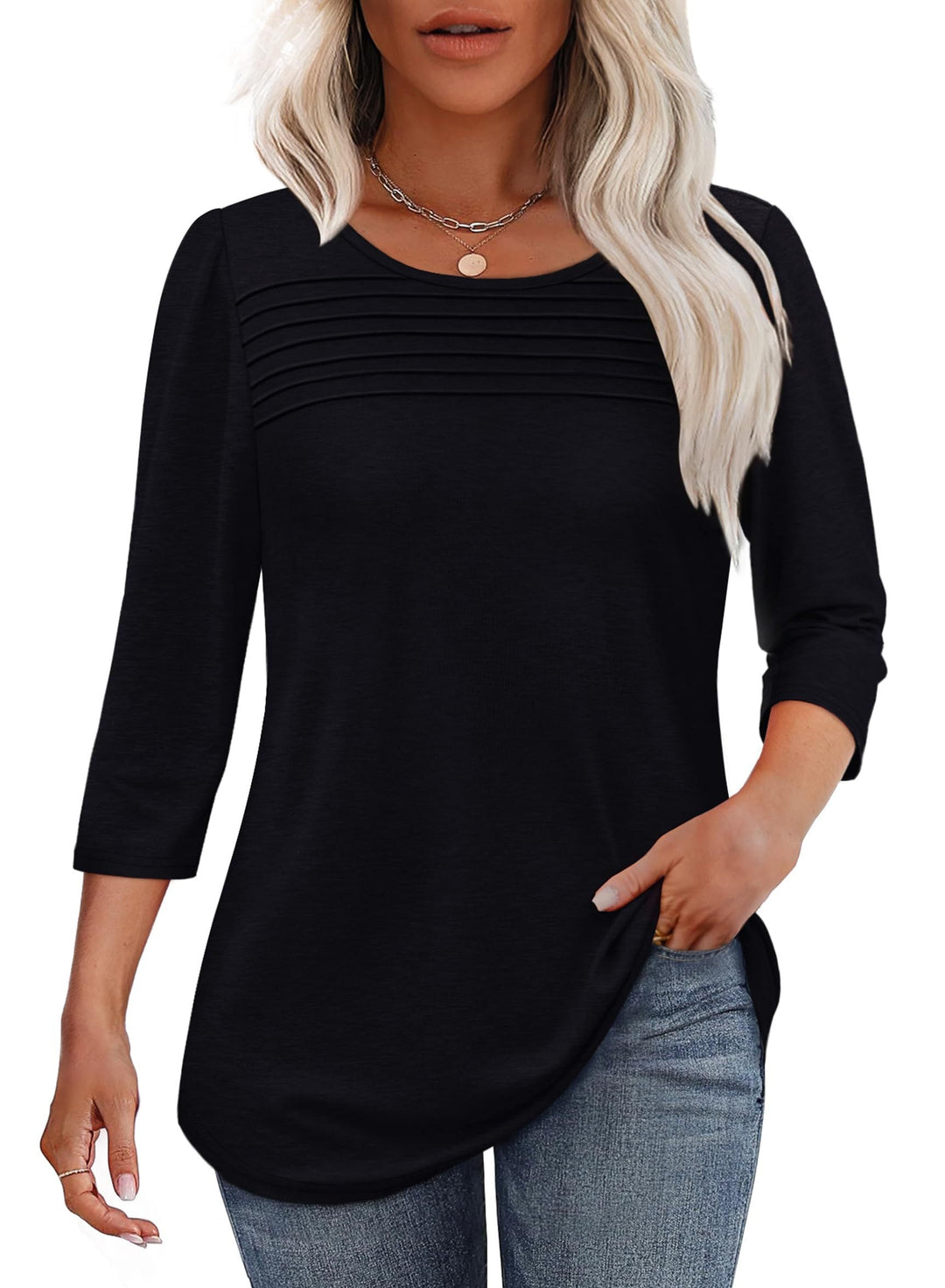 Ivanna | Pleated 3/4 Sleeve Top