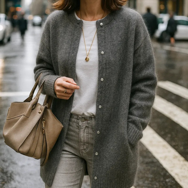 Layla -  Minimalist Wool Cardigan
