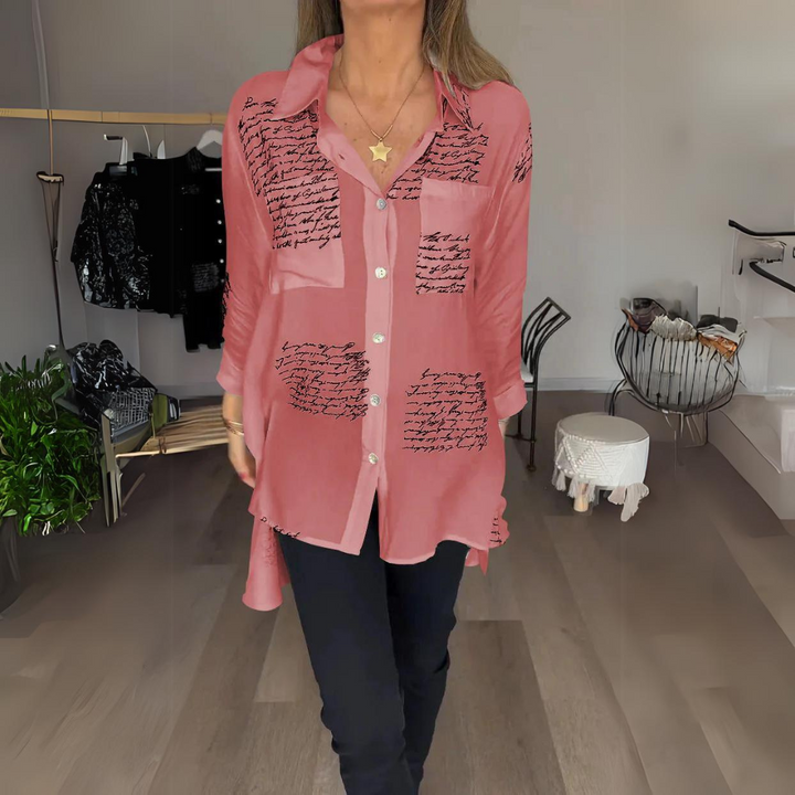 Iza | Script Button-Up Shirt