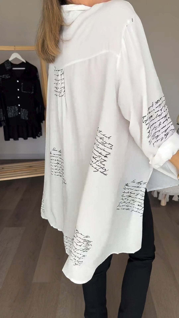 Iza | Script Button-Up Shirt