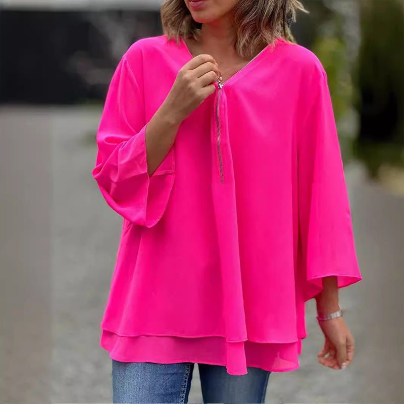 Diantha | Chiffon Zipper Blouse