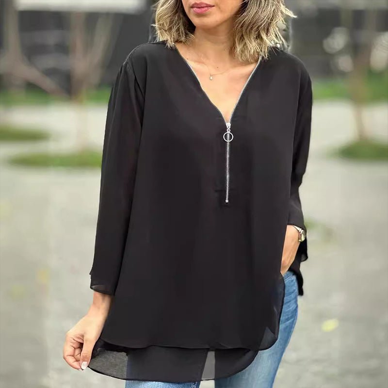 Diantha | Chiffon Zipper Blouse