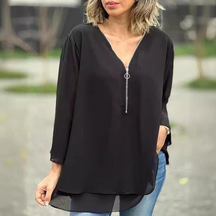 Diantha | Chiffon Zipper Blouse