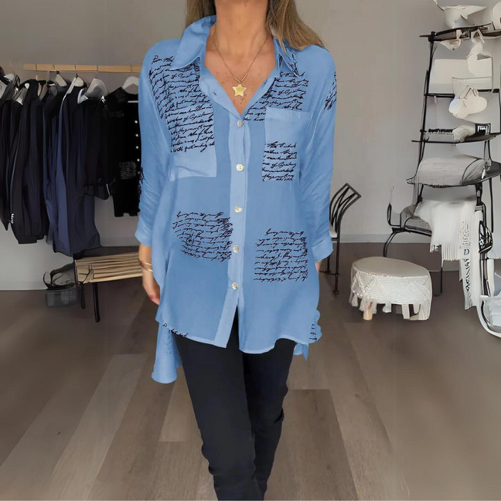 Iza | Script Button-Up Shirt