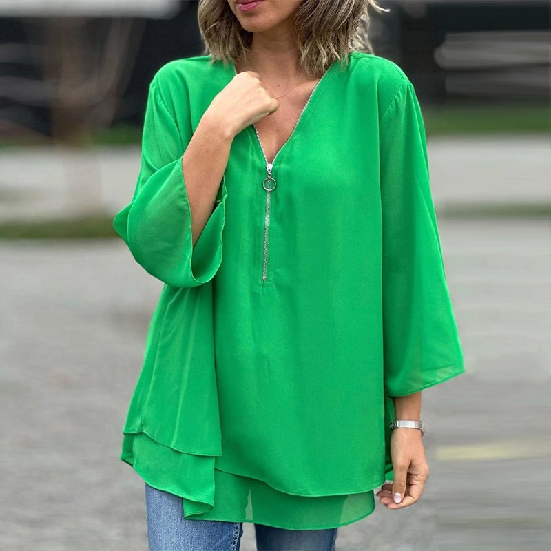 Diantha | Chiffon Zipper Blouse