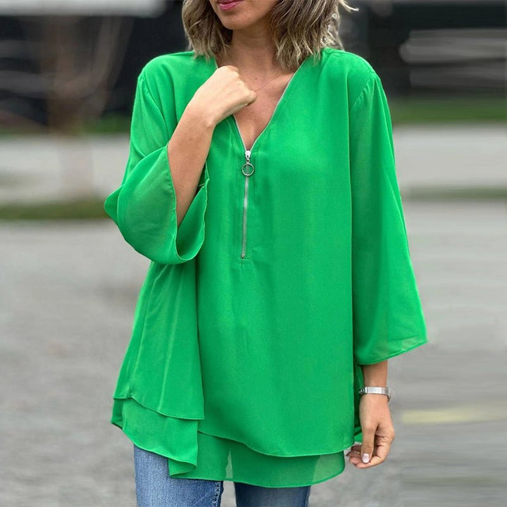 Diantha | Chiffon Zipper Blouse