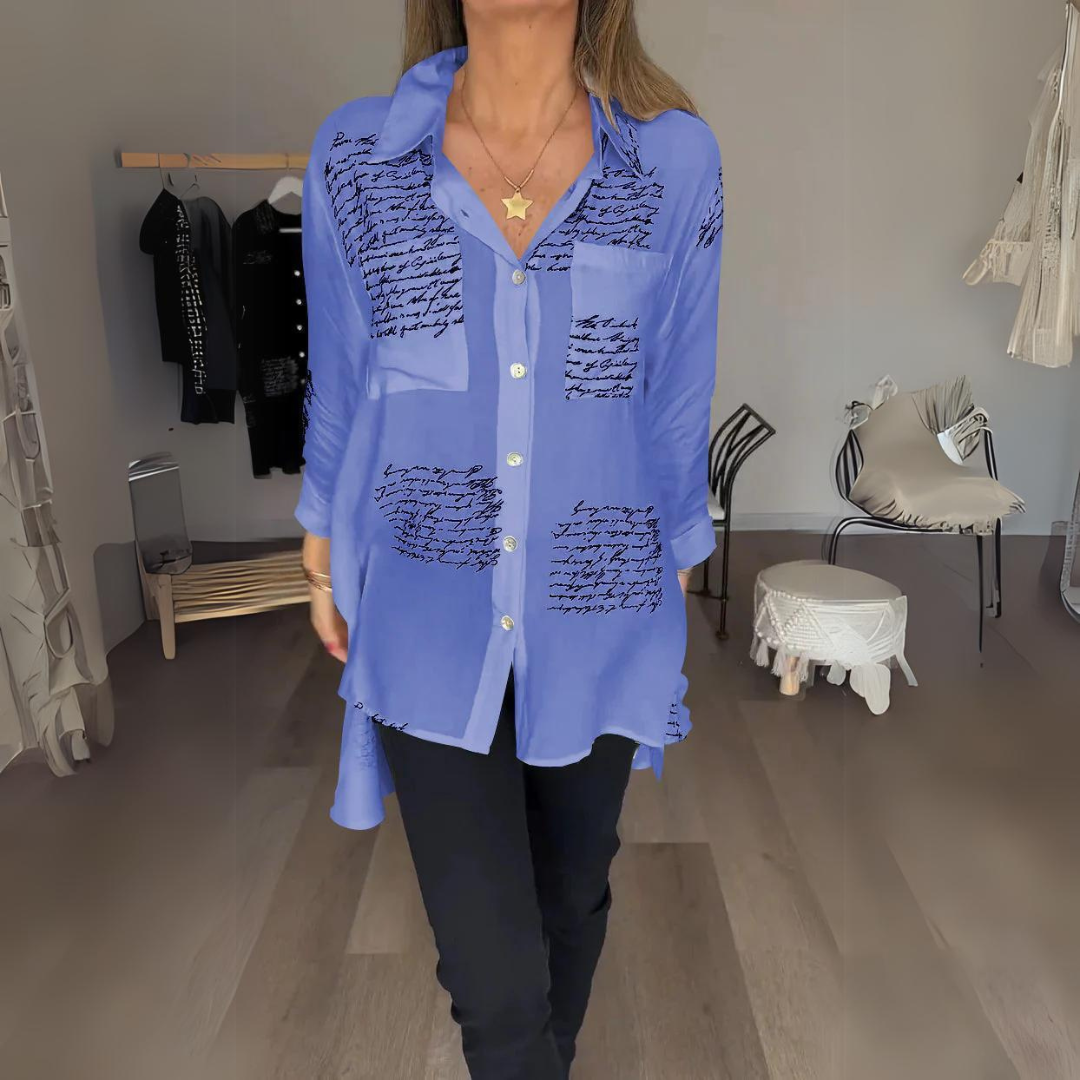 Iza | Script Button-Up Shirt