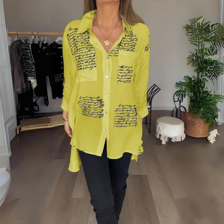 Iza | Script Button-Up Shirt