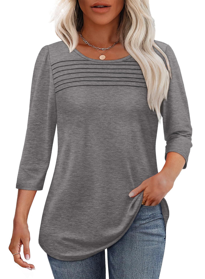 Ivanna | Pleated 3/4 Sleeve Top