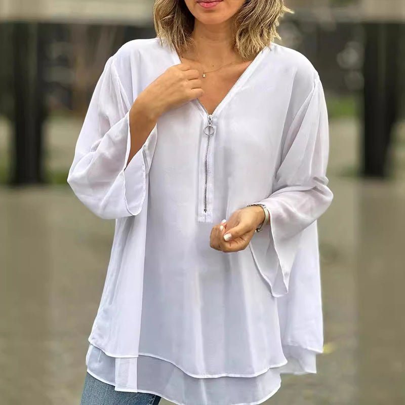 Diantha | Chiffon Zipper Blouse